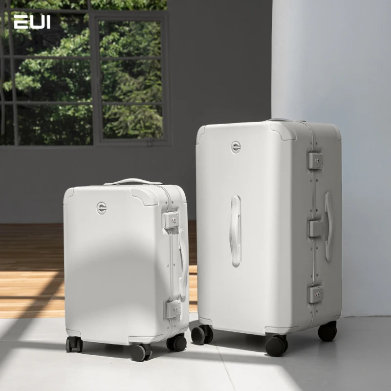 EUI2025网红多功能行李箱女白色刹车大容量密码拉杆箱旅行箱男24