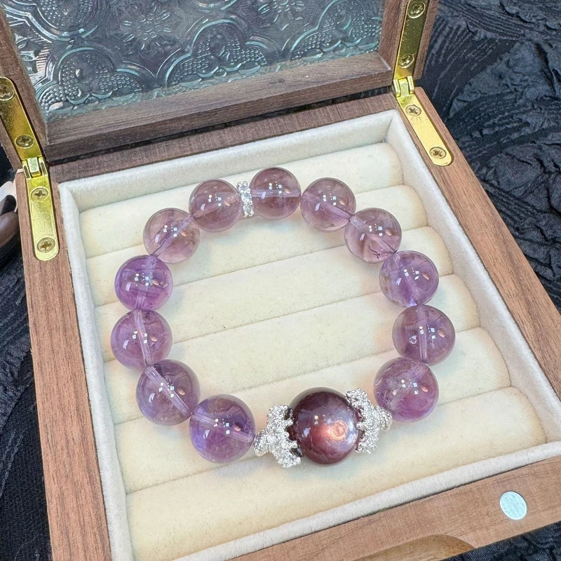 【玻利维亚紫水】天然水晶手串黄塔晶串珠原创小众设计Z46