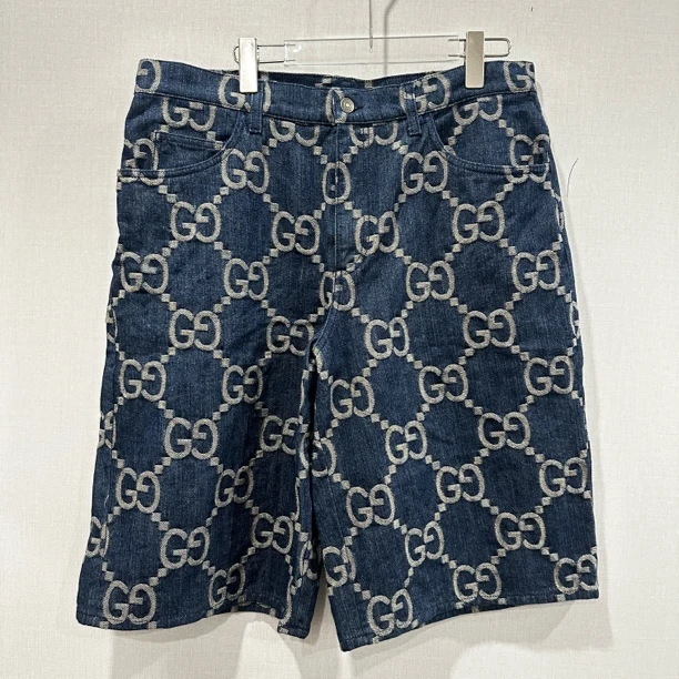 99新 GUCCI/古驰 满印蓝色短裤 尺码：38 20026