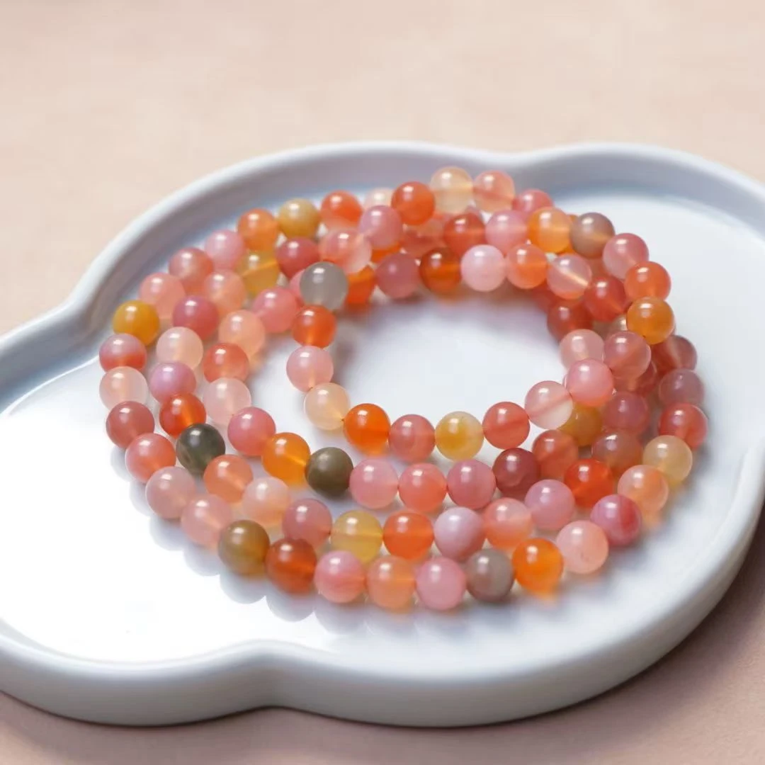 盐源玛瑙三圈手链 多圈女款玛瑙时尚佛珠饰品礼物手串