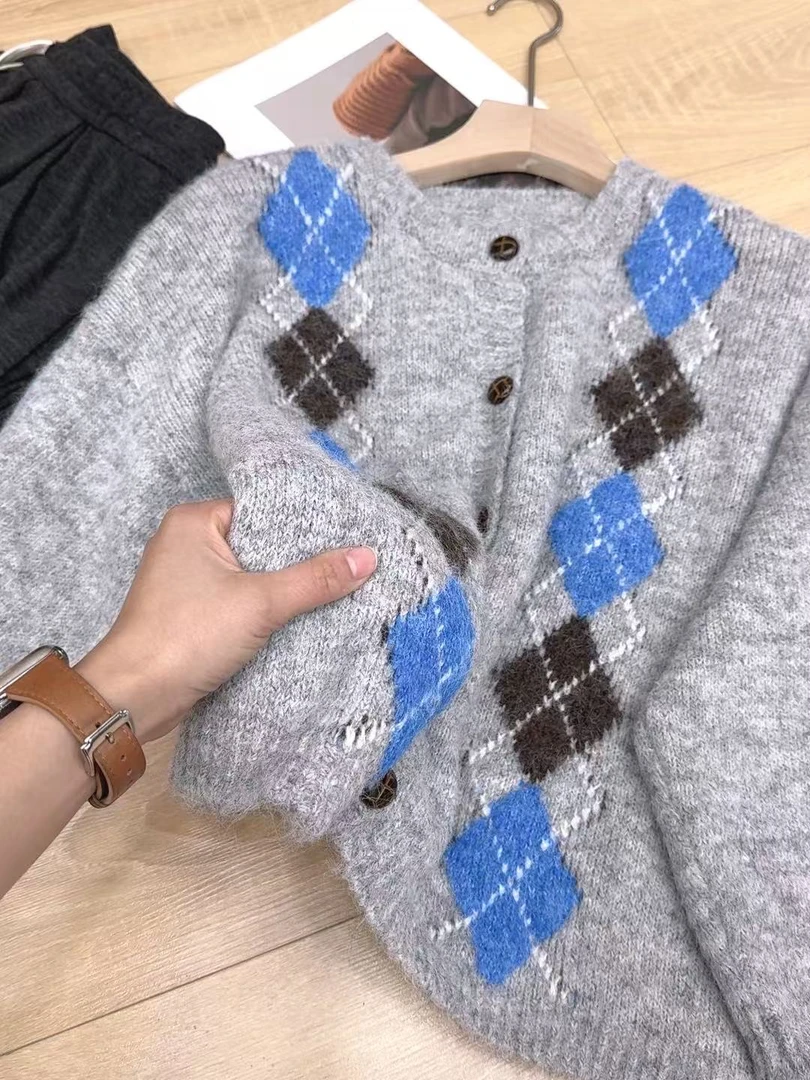 H1185绒感长袖韩版内搭毛衣针织衫春秋女潮开衫