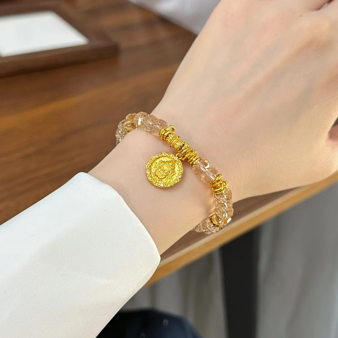 SL2586 点钻黄财神晶石手链 气质高级感天然手串