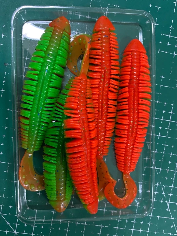 HRF毛毛虫卷尾，海钓黑头鸦片神饵，3寸7.6厘米/4寸10.4厘米，5条装