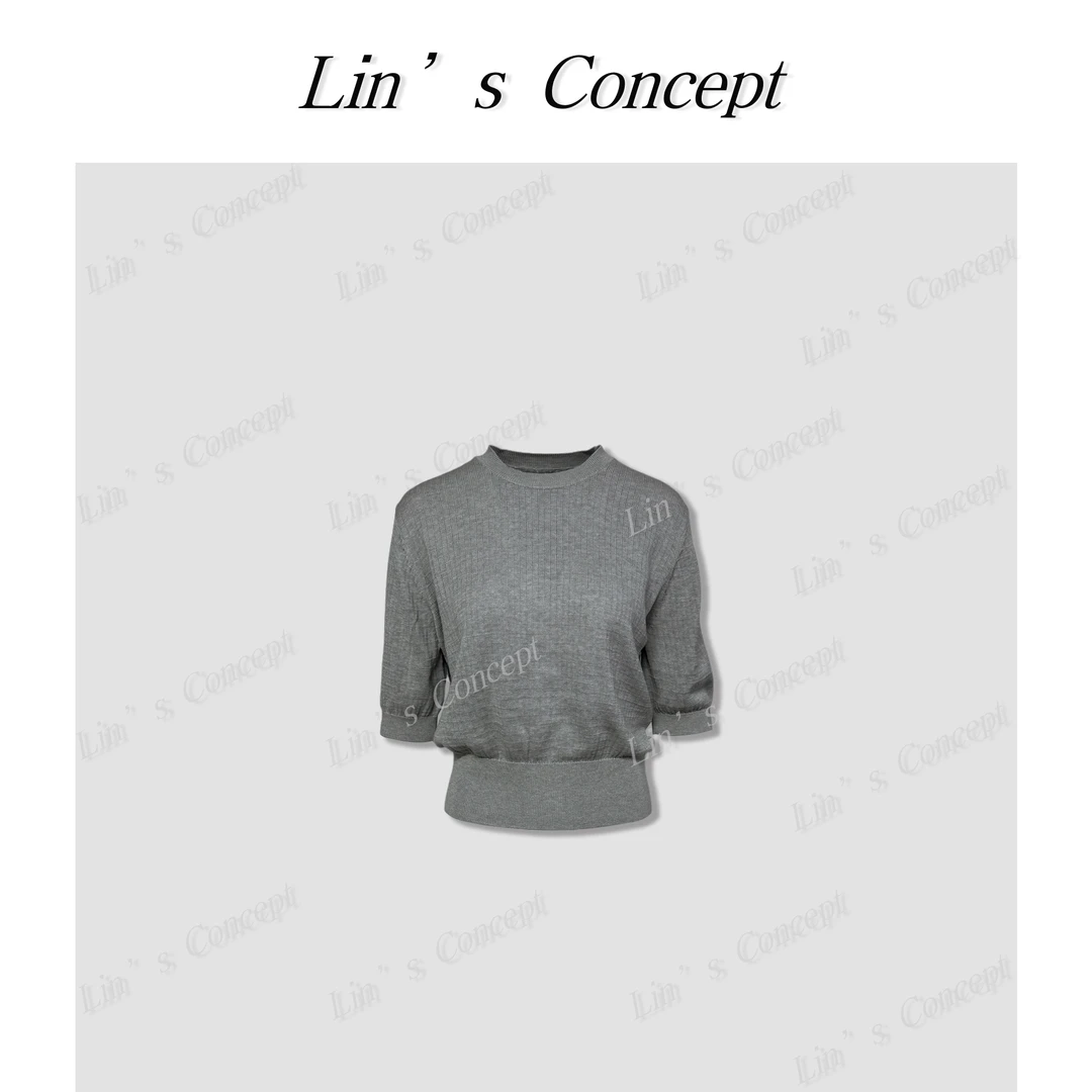 【Lin's concept】极简设计师款女士肌理感圆领上衣 DL2404682