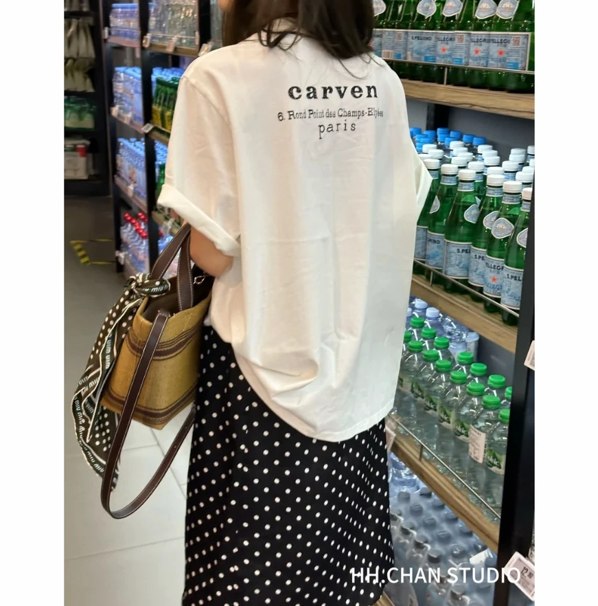 HH.CHAN“轻盈波点”2025春夏休闲经典黑底白波点夏季半身裙