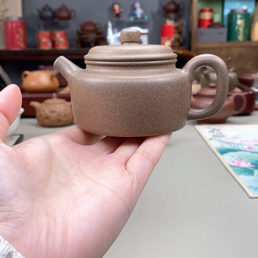 紫砂茶壶黄降坡高温德钟半手160cc