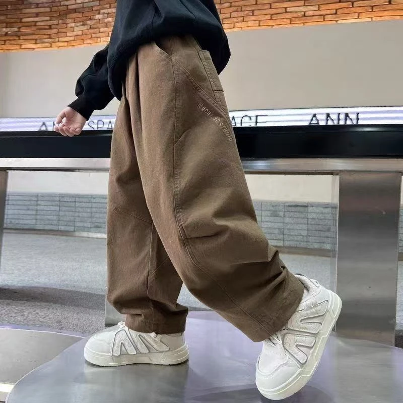 男童春夏款工装裤2025新款中大童春夏款宽松帅气阔腿工装休闲裤潮