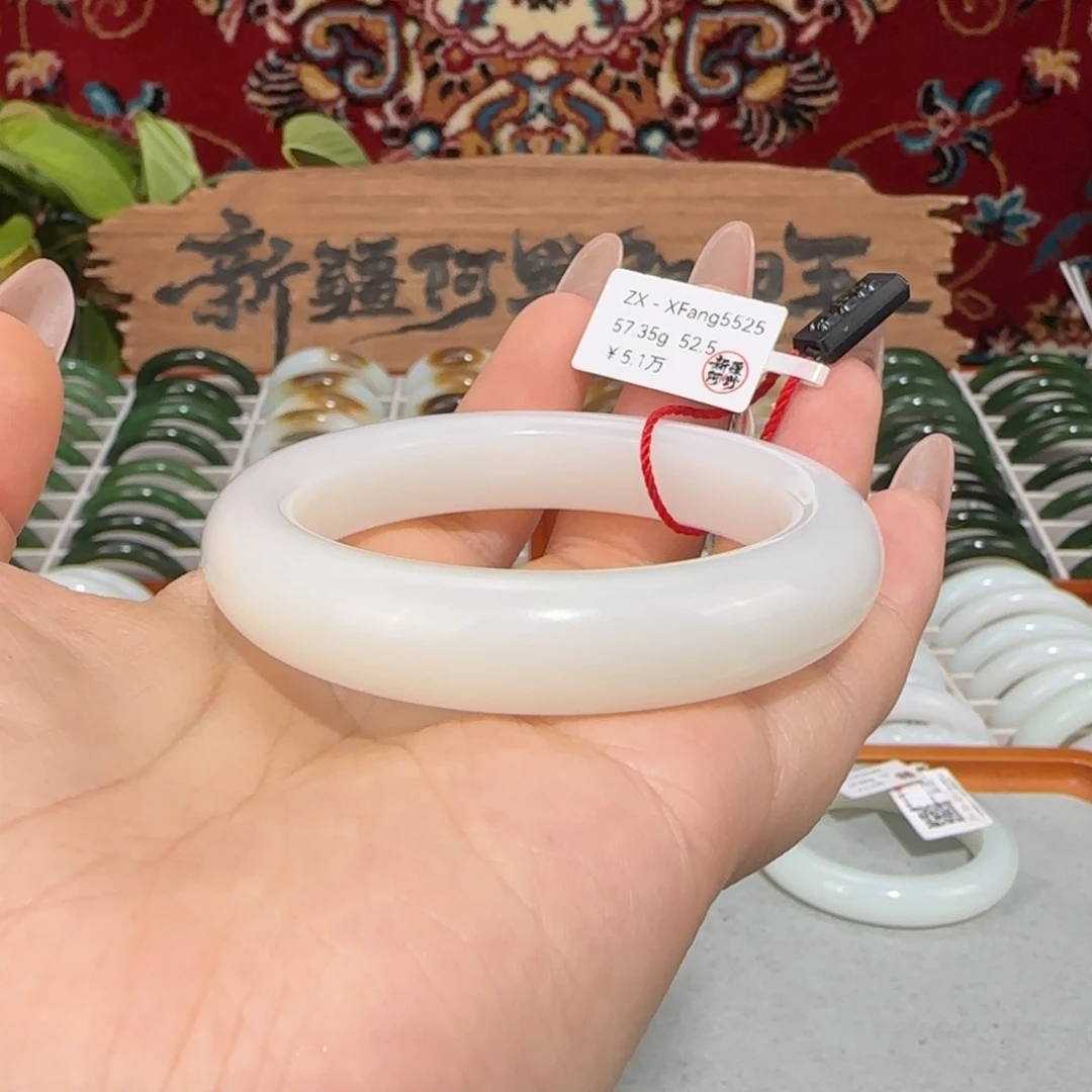 和田玉未镶嵌手镯天然新疆和田玉羊脂白玉手镯小圈口条宽12+油熟
