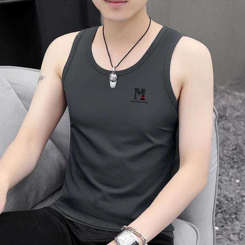 2025背心男士新款薄款圆领跨栏运动健身打底宽肩内穿无袖t恤夏季