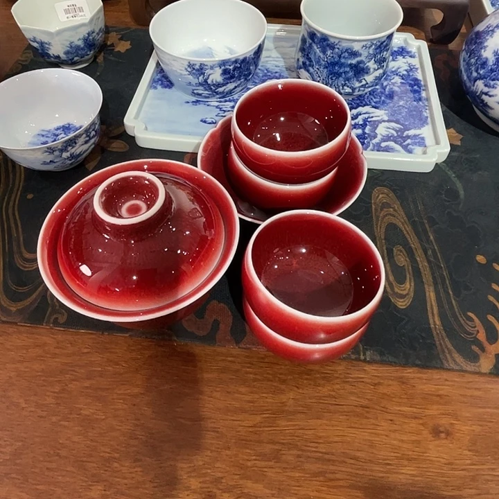 海***天郎红釉套组一套宝贝
