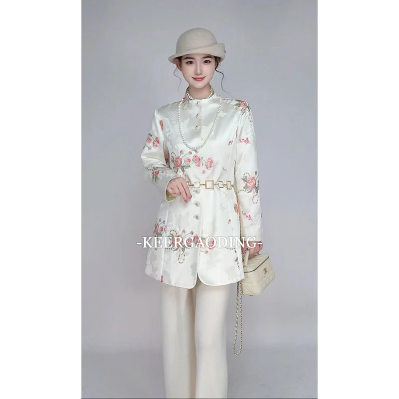 【可儿·高定】高端新中式设计师款丝毛绣花中长款棉服外套JC7299