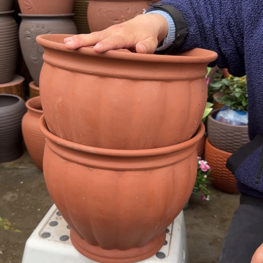 紫砂花盆口32高27宜兴紫砂瑕疵底部火裂