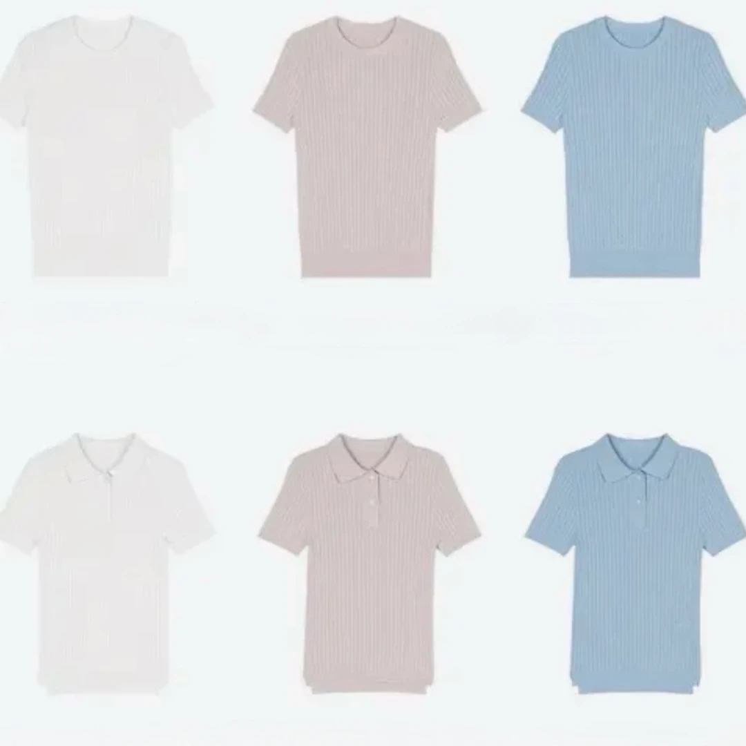 【恩佑宁】 奢牌供应商纱线含桑蚕丝 重工麻花半袖