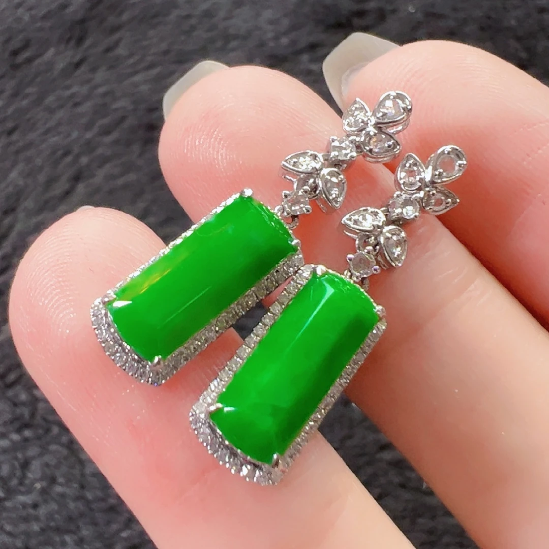 翡翠18K金镶嵌耳饰签收后24小时鉴赏期