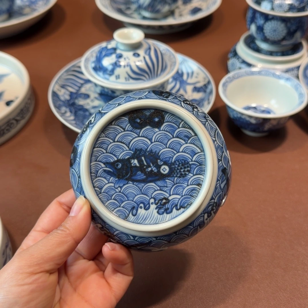 手工手绘茶具盖置