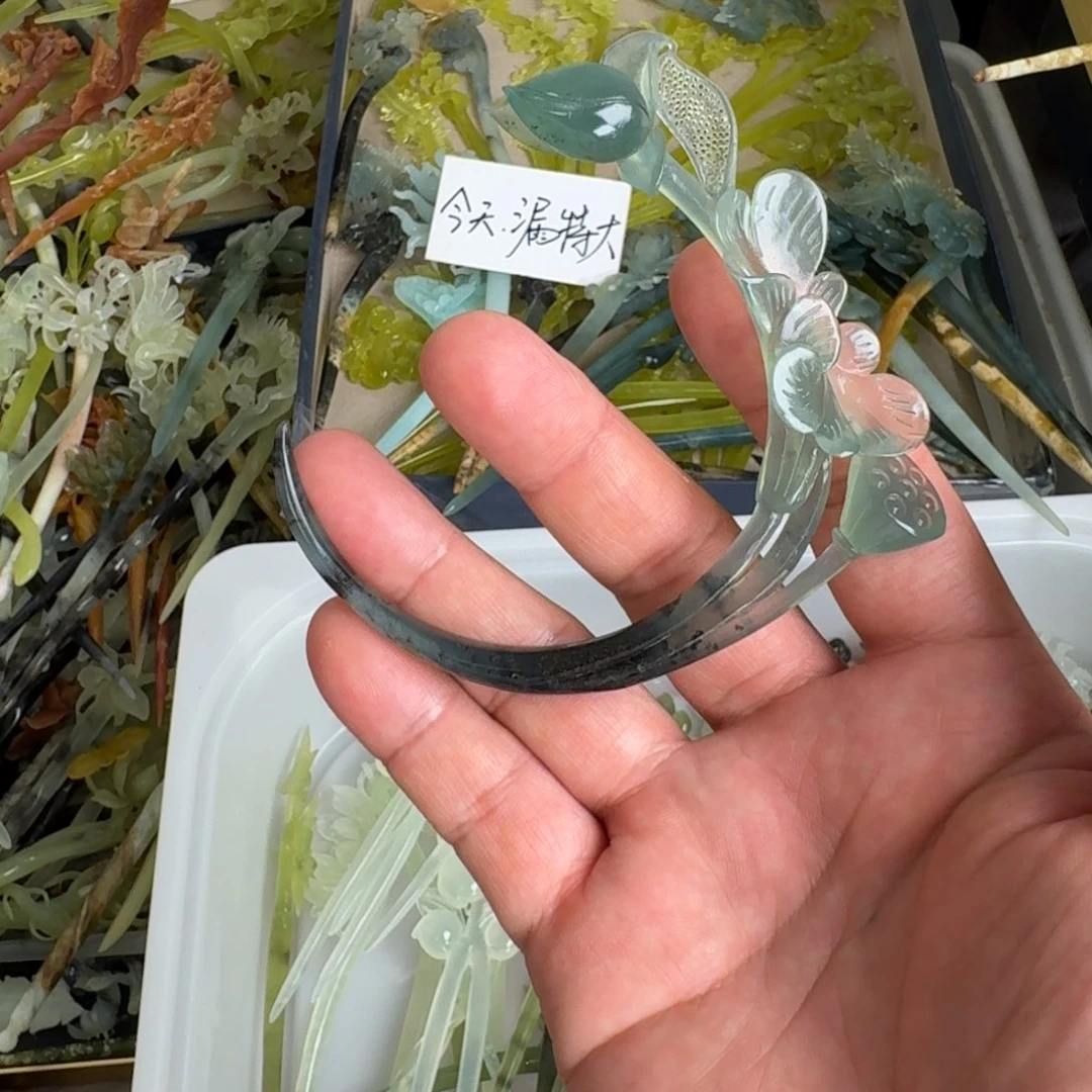 岫玉未镶嵌发饰明君玉簪就是好看