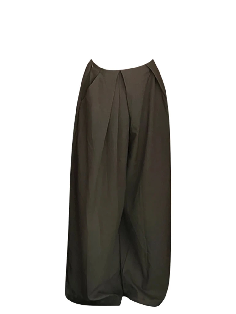 【橙橙】百搭低腰阔腿长裤女休闲慵懒风压褶垂坠宽松百搭长裤