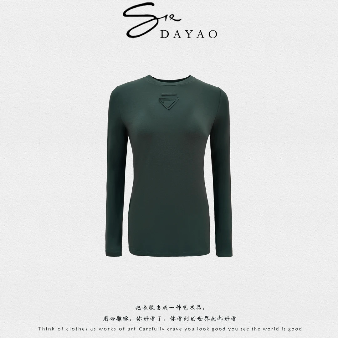 「DAYAO」25s秋季新款圆领休闲百搭时尚长袖打底T恤 WYA258223