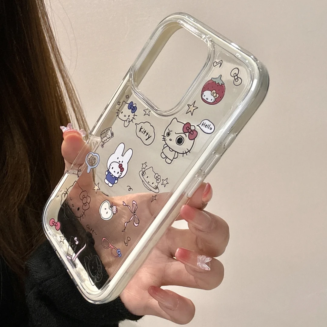 飞虎胜线条涂鸦凯蒂适用苹果16/15二合一手机壳iphone1314防摔12