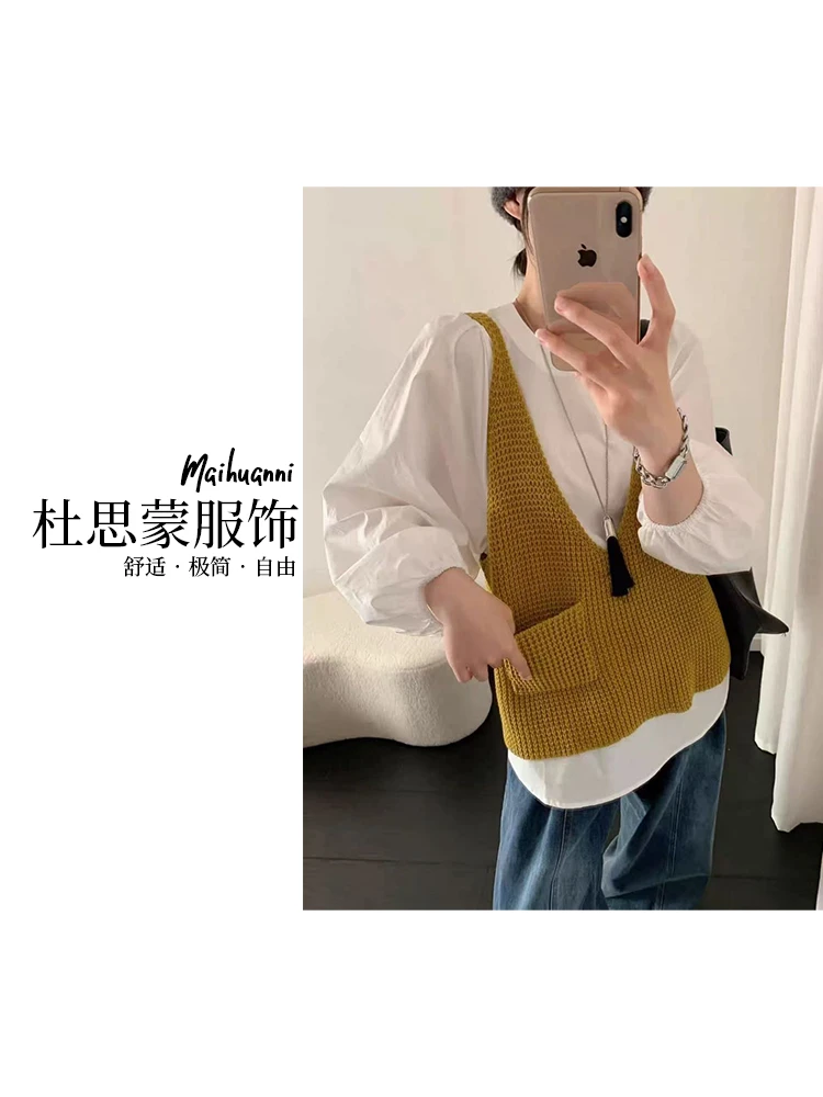 （杜思蒙服饰）N1233-1239-时尚宽松版气质风纯色细肩带背心马甲