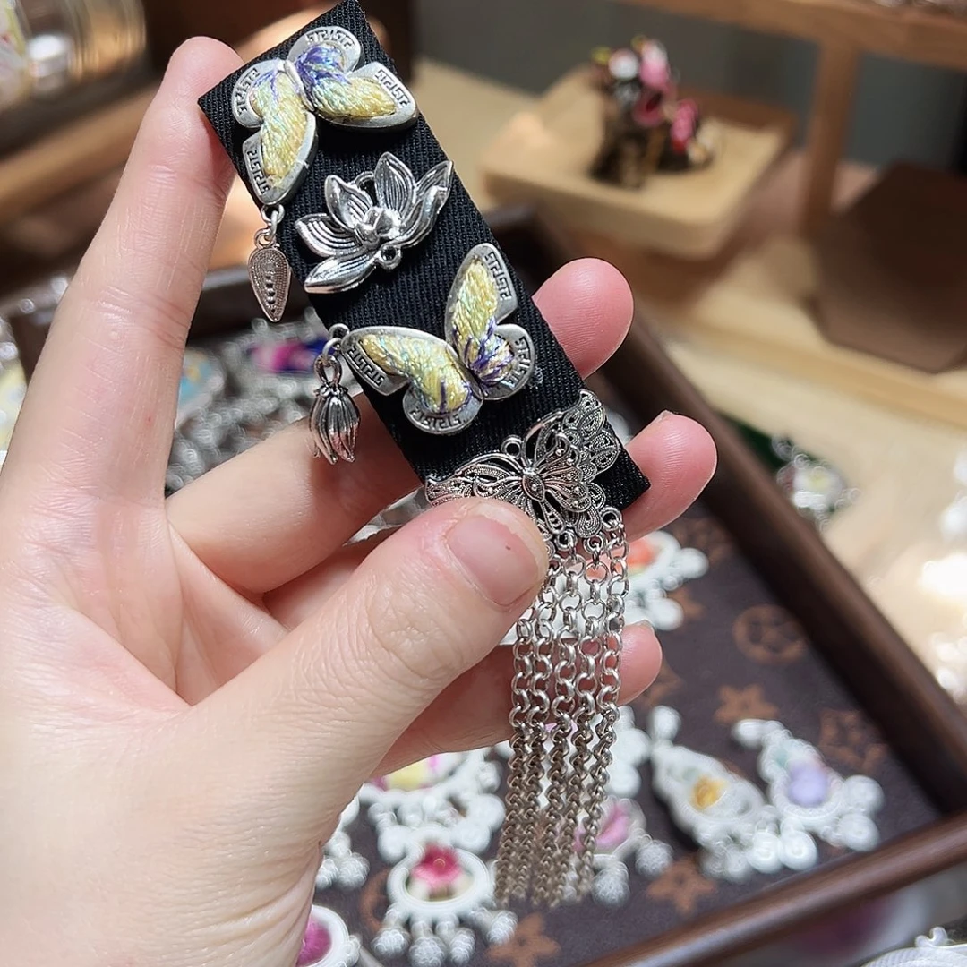 织绣手工苗银发夹