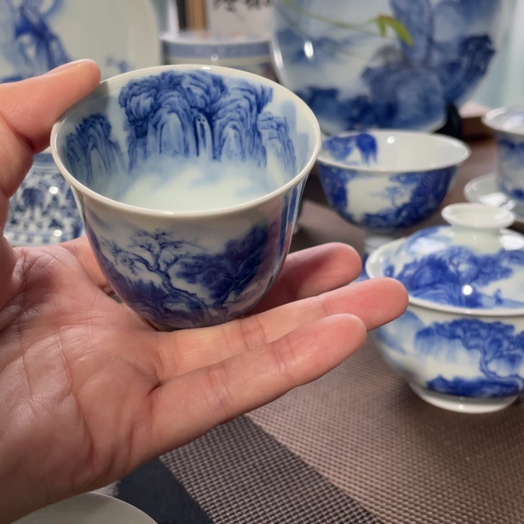 青花山水杯杯杯杯