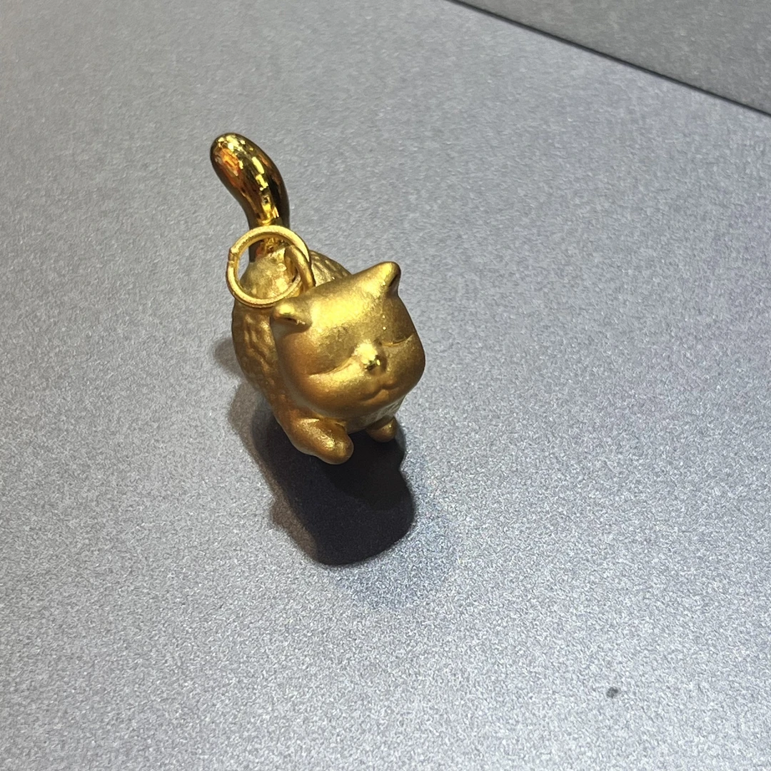 足金饰品 足金999傲娇猫吊坠 A7