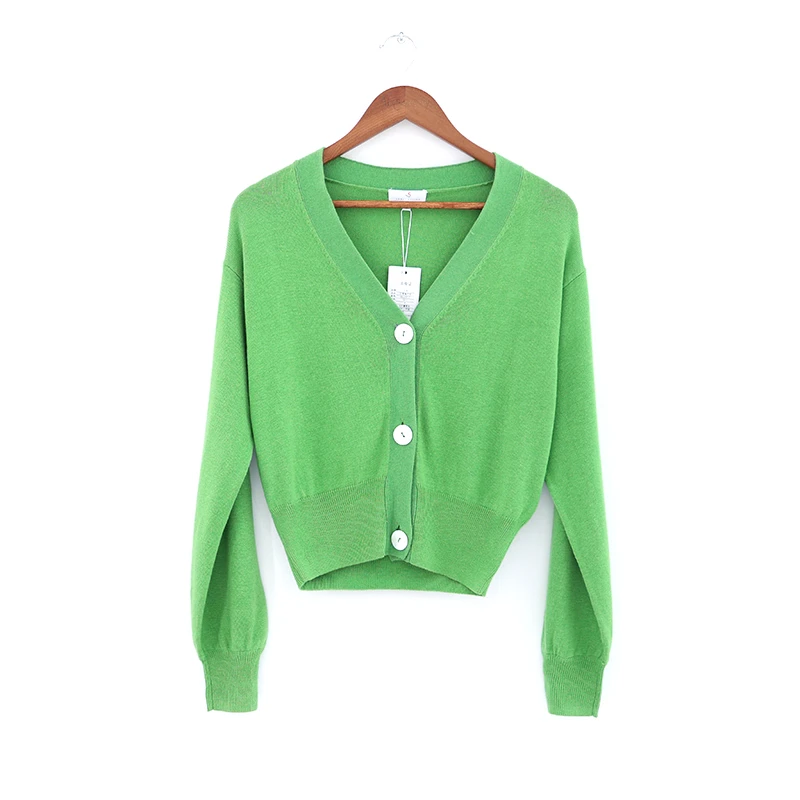 三利元创【NO退NO换】【春夏福利】精纺蚕丝羊绒V领灯笼袖开衫3017