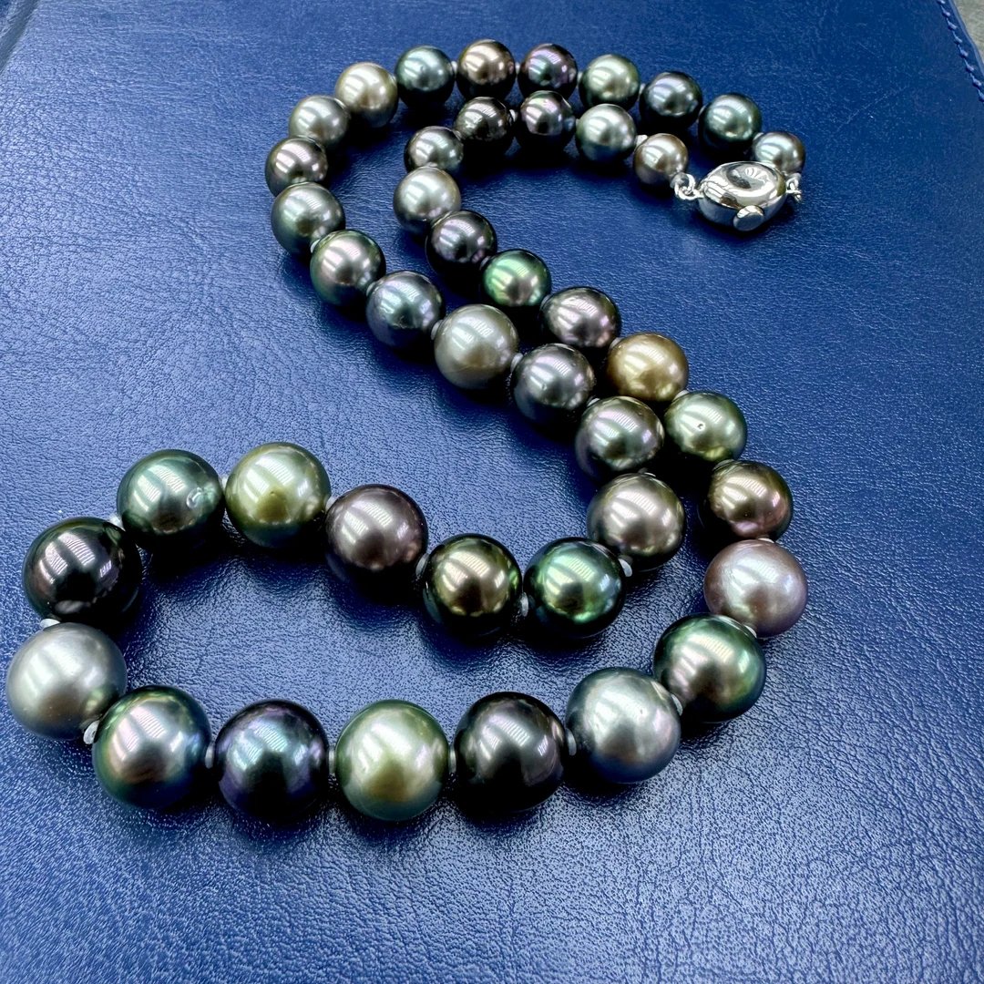 黑蝶皇后配色大溪地莫兰迪8-11mm炫彩极光油亮微瑕正圆ymxl0024