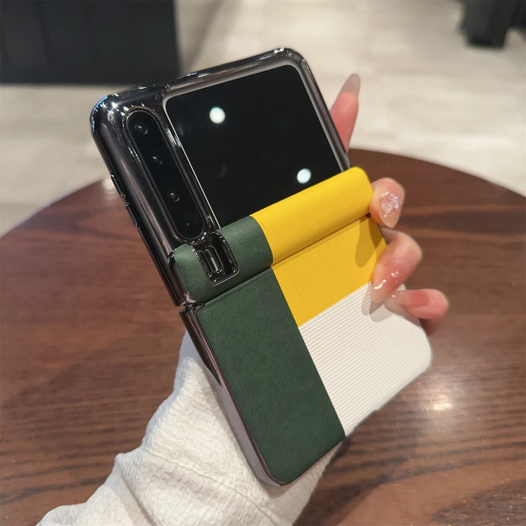 简约商务电镀素皮全包中轴折叠适用华为purax手机壳防摔保护套