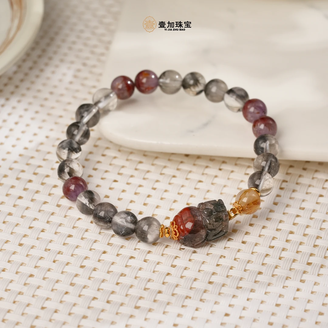 壹加师姐｜手工设计日进斗J极光px黑银钛多宝手串多样性发一7652N