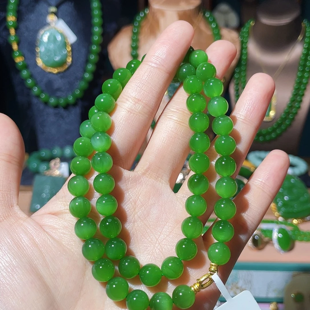 和田玉（碧玉）18K金镶嵌吊坠(不含链)