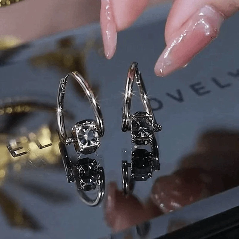 铜合金锆石耳饰 高级转运珠耳扣精致小巧水晶耳环女耳圈新款耳钉