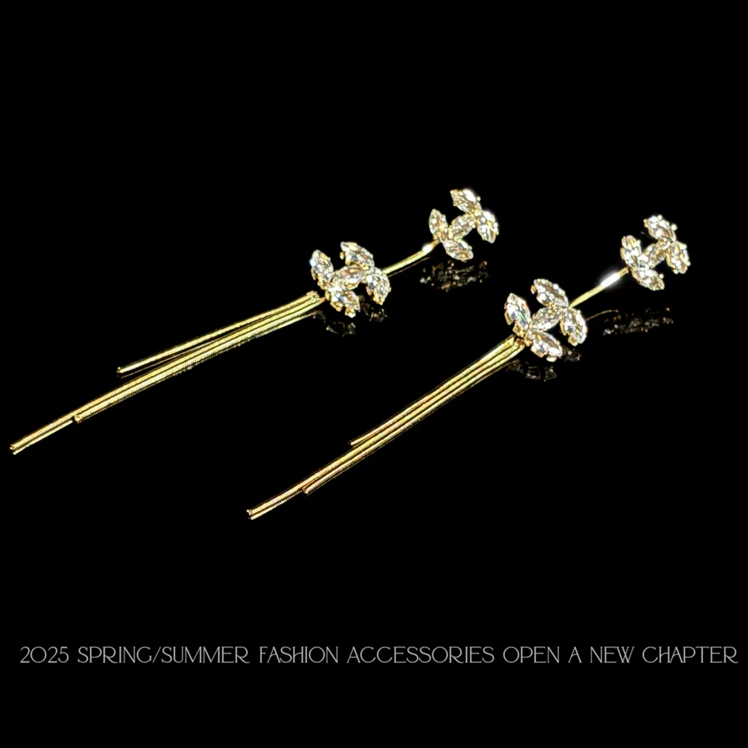 铜合金耳饰 镀k金 2025款C7467【菱格流苏】Jeannie zoo 耳钉