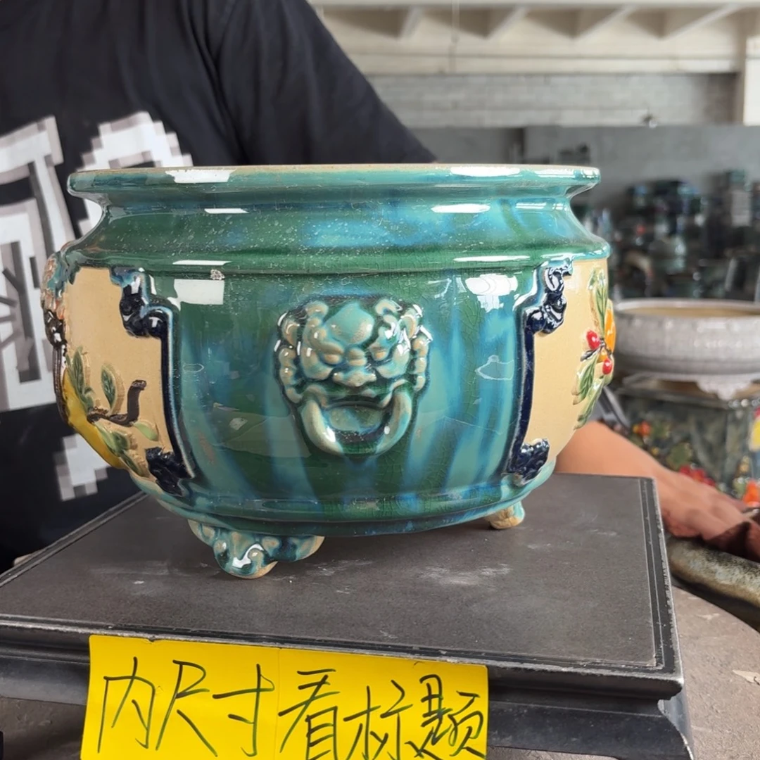 。一风堂石湾花盆 釉水流动 内20*15