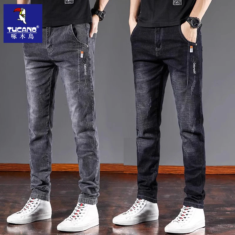啄木鸟春秋牛仔裤男款爆款2025新款男士弹力直筒修身高端休闲裤子