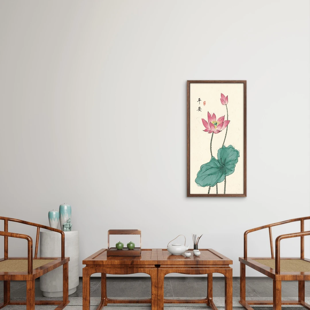 700-35*68平安中式装饰画木框玄关书房茶室客厅挂画