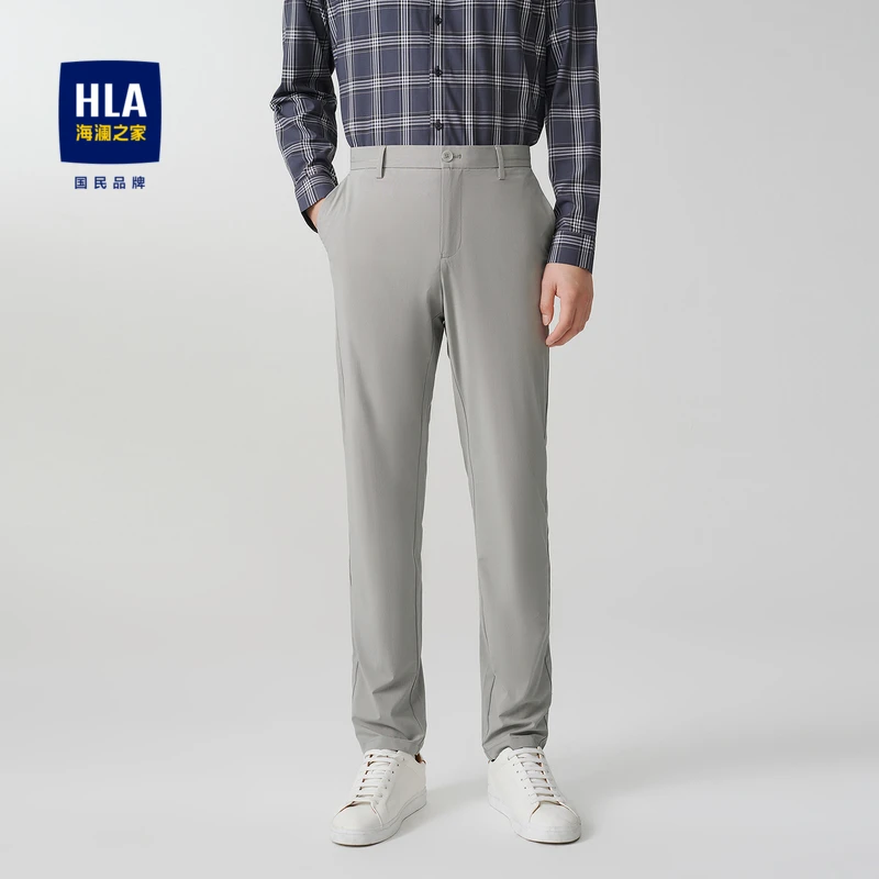 HLA/海澜之家轻薄日常通勤时尚弹力舒适休闲长裤透气男士休闲裤