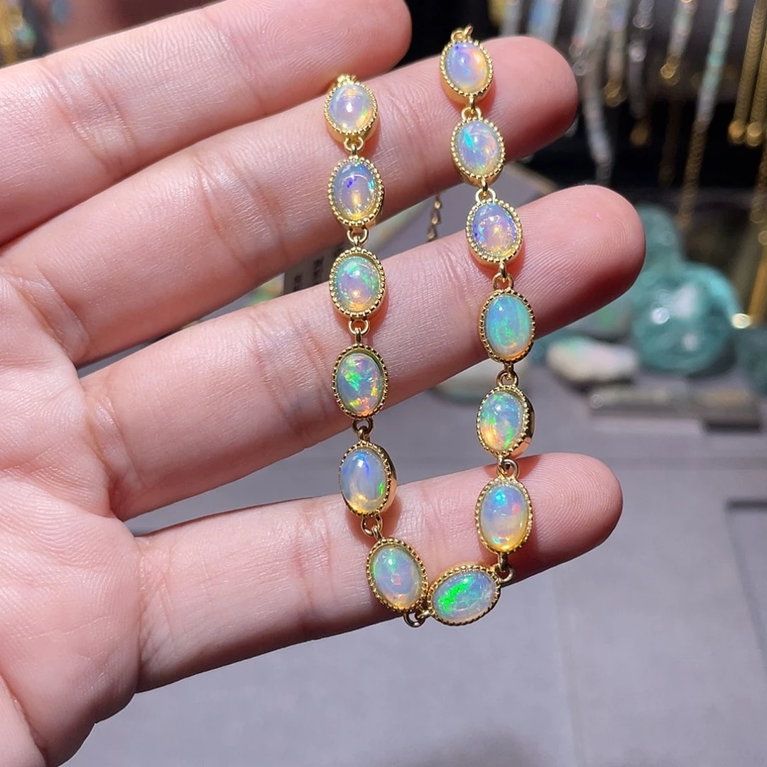 银S925镶嵌欧泊手链）不**亮