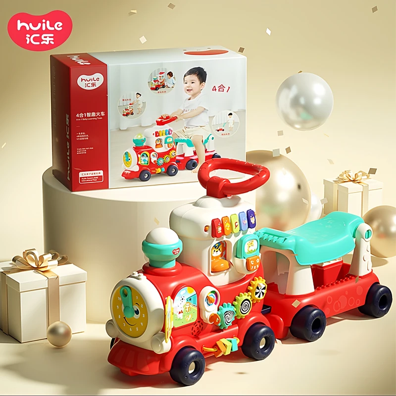 汇乐小火车婴儿玩具1-3岁儿童宝宝滑行可推拉坐骑学步车周岁礼