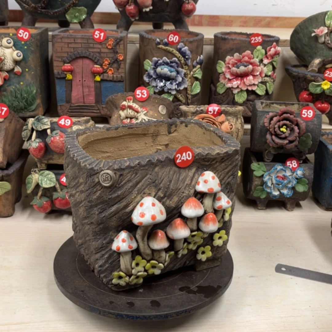 【闪购商品】紫砂花盆240号内口19.5×13脚高19