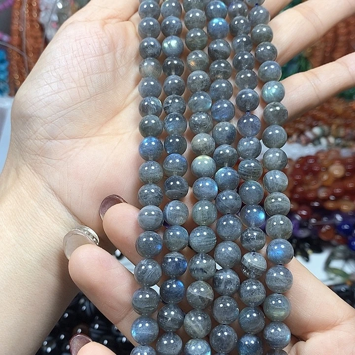 玛瑙/玉髓未镶嵌珠宝半成品天然灰月光卡8mm