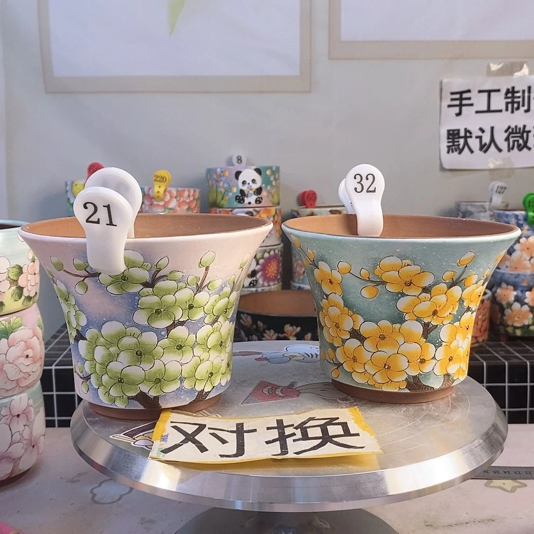 魏****紫砂花盆红陶手绘花盆