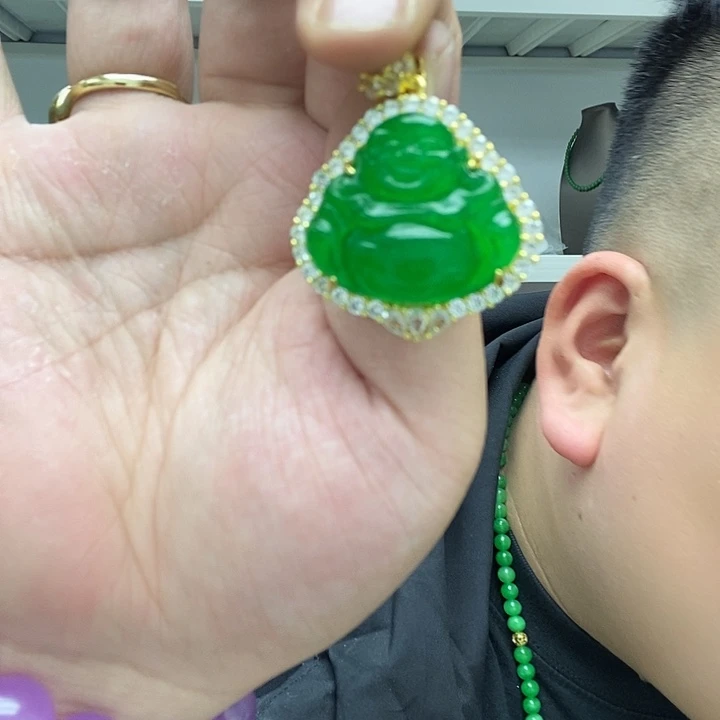 翡翠颈饰14K金镶嵌佛公镶嵌