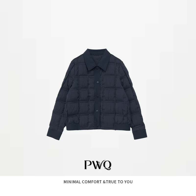【轻盈通勤】90鹅绒翻领单排按扣方格鹅绒服KGJ-25101627-QY