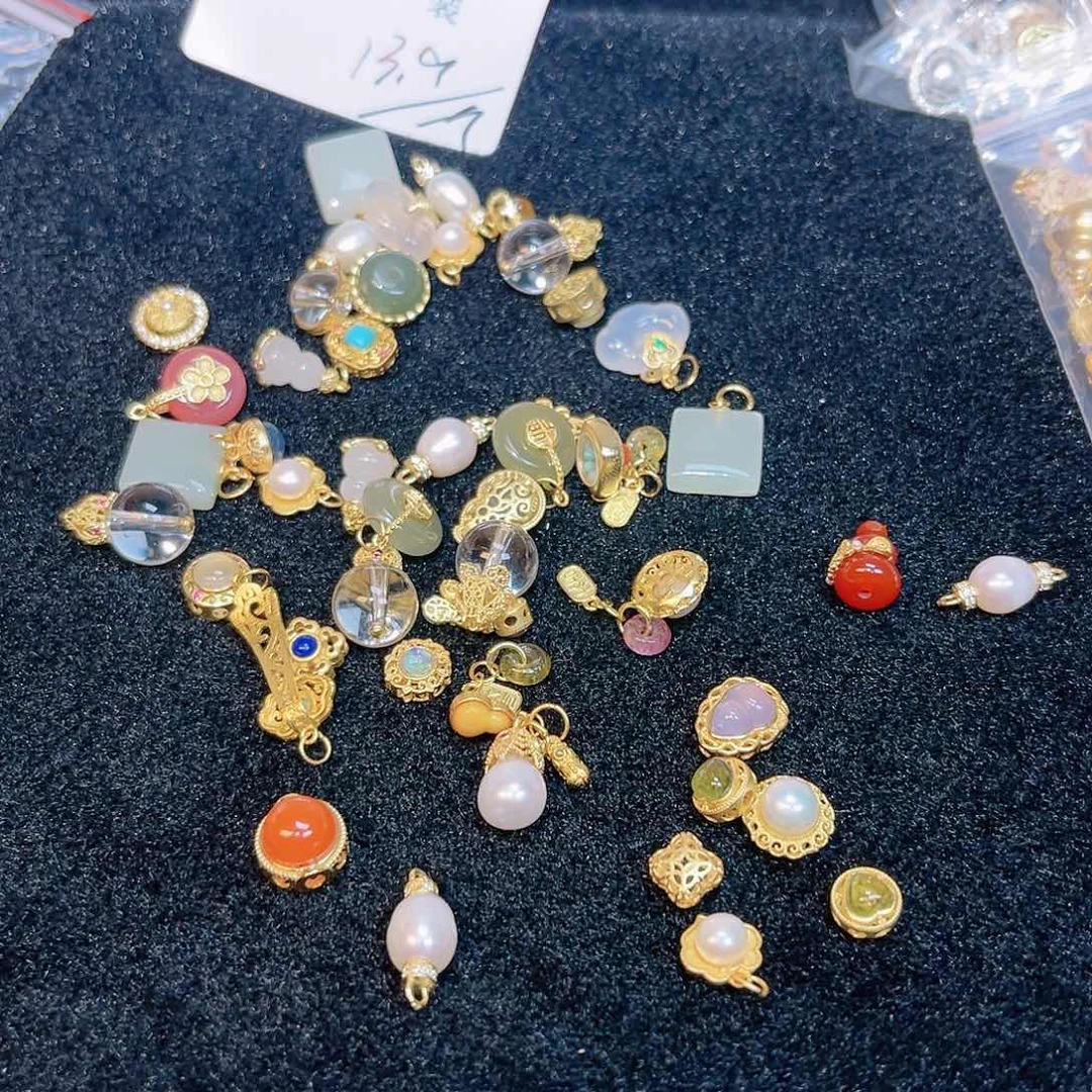 紫晶珠宝半成品银S925镀金镶嵌149