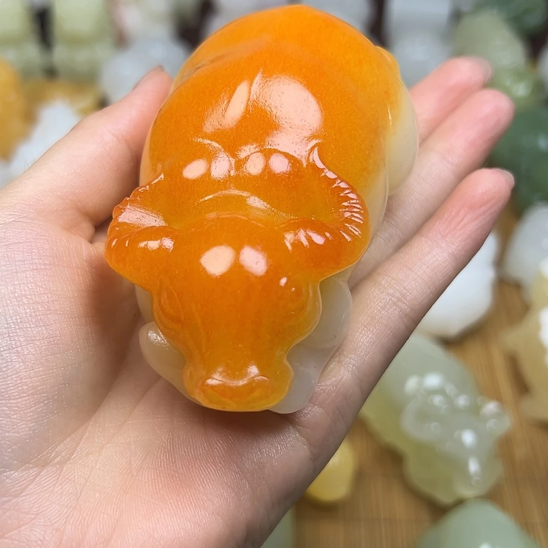 石材满背黄沁手把牛