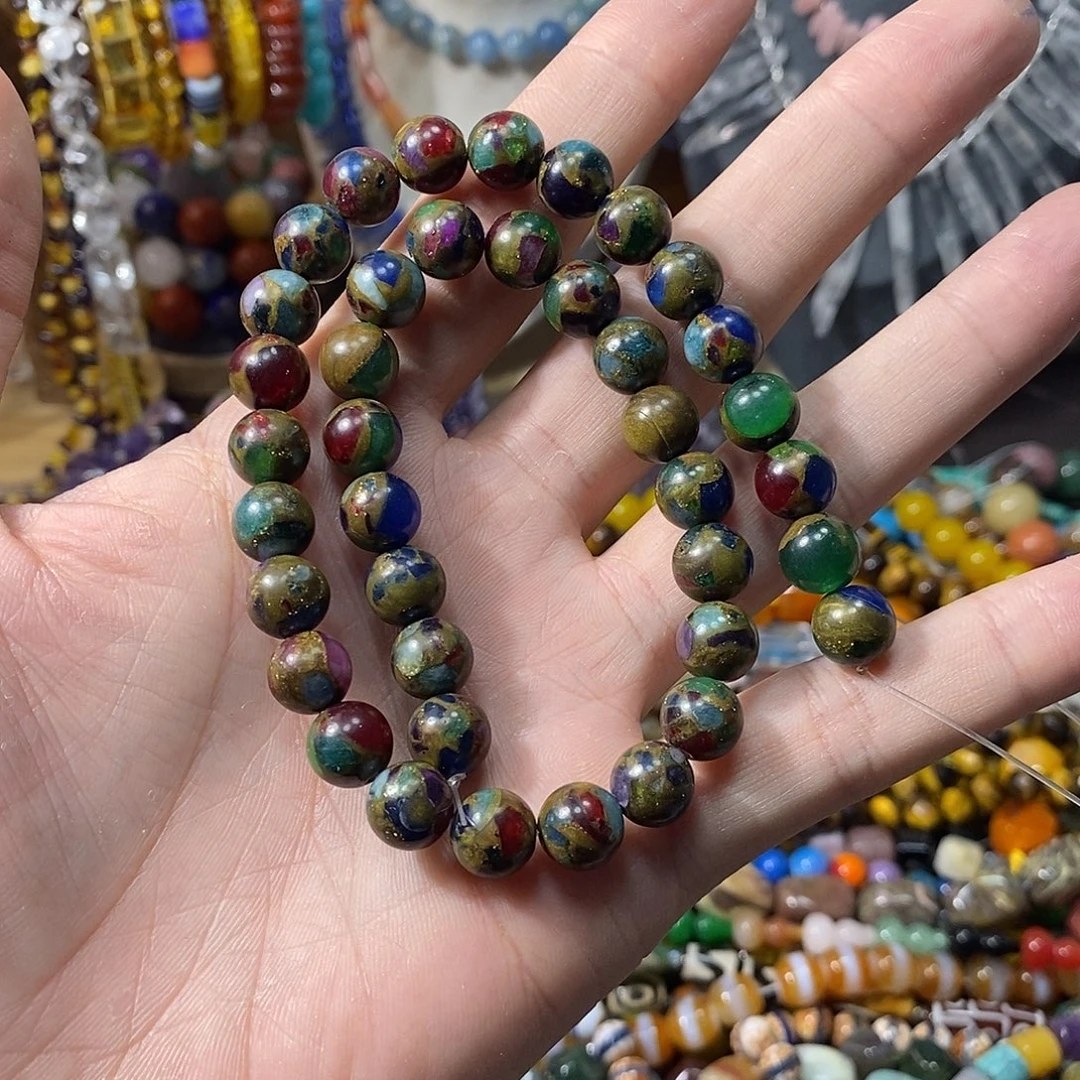 石英质玉未镶嵌，金彩石多宝10mm，