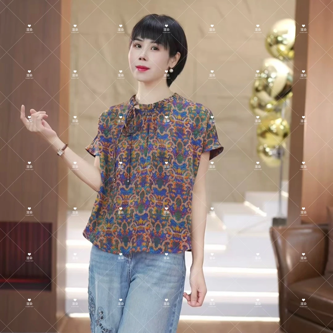 【渲渲推荐】1967夏季气质显瘦抽绳花色小衫