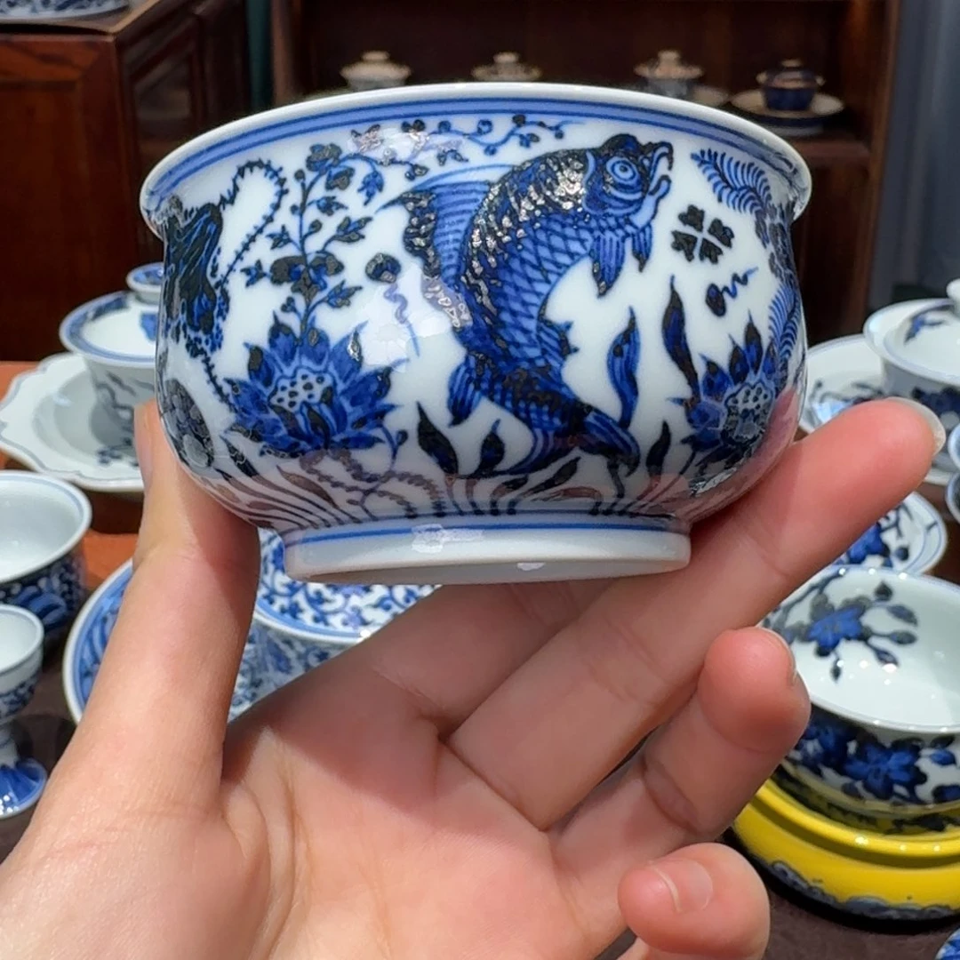 青花雯华堂手绘杯杯